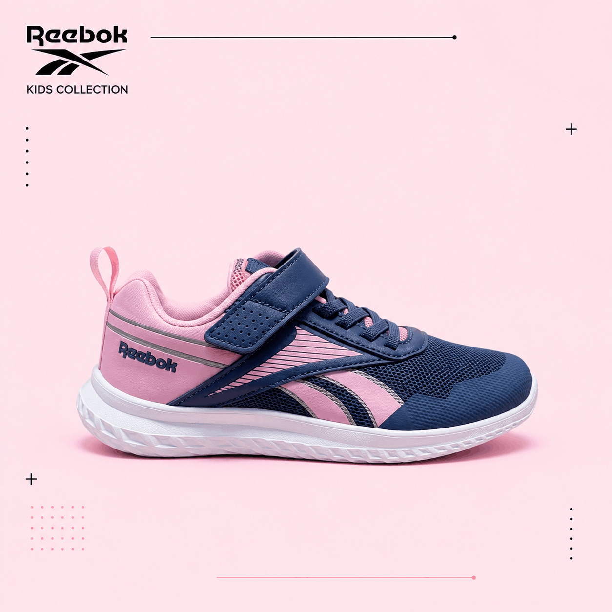 reebok-rush-runner-5-elastic-lace-and-top-strap-kids-100209158-1 کفش بچگانه دخترانه ریباک مدل Reebok Rush Runner 5 Elastic Lace And Top Strap Kids 100209158 - Image 1